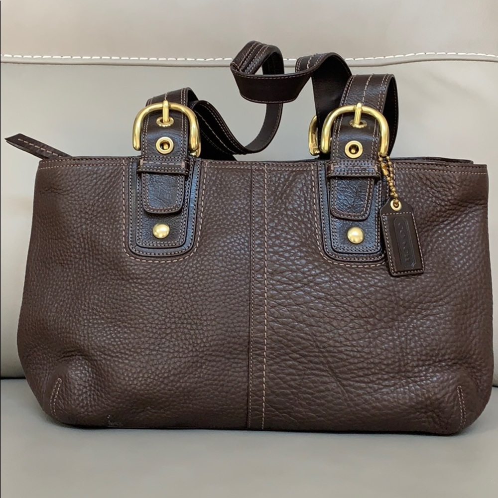 COACH Brown Leather satchel w/goldstone hardware